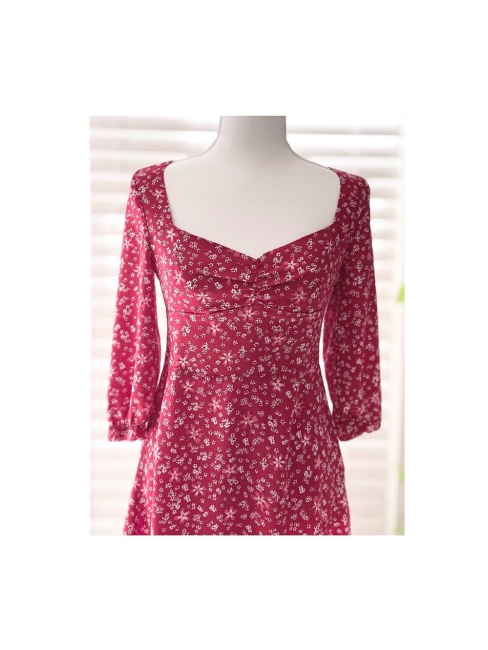 Zara Raspberry Floral Square-Neck Mini Dress - Picture 4 of 6